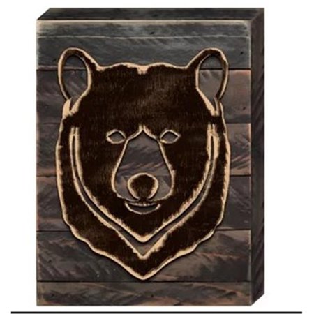 DESIGNOCRACY Brown Bear Face Silhouette Art on Board Wall Decor 98214412